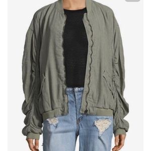 FREE PEOPLE olive green bomber jacket